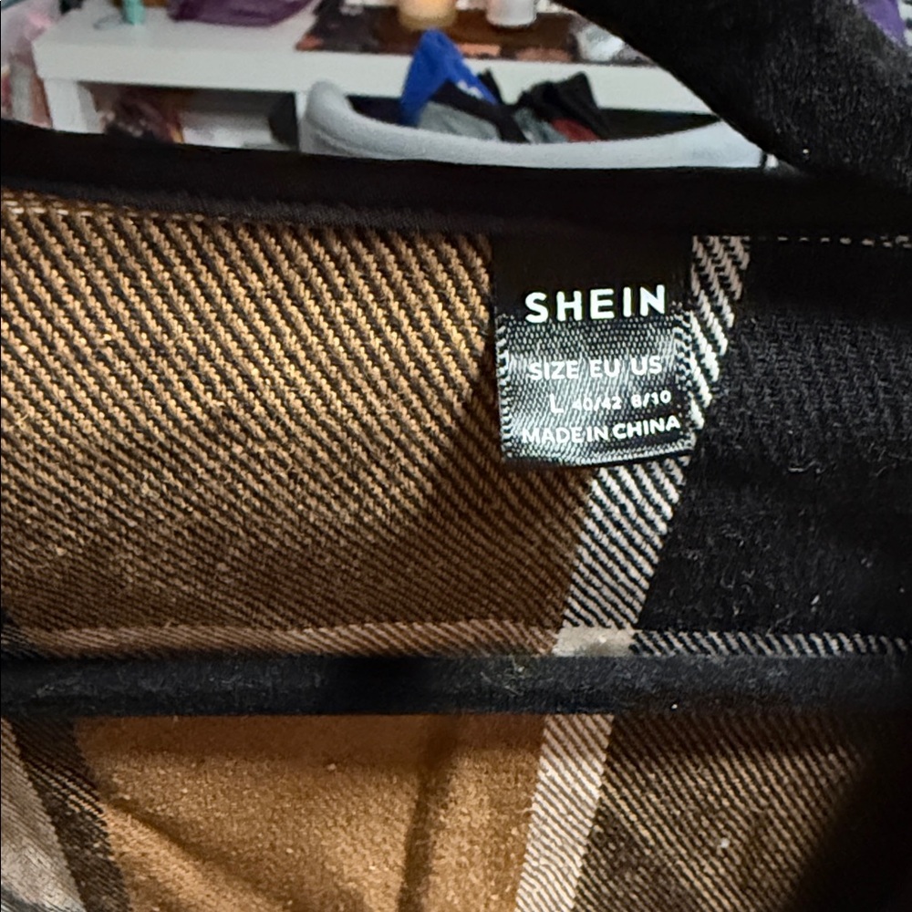 SHEIN Checkered Brown and Black cardigan